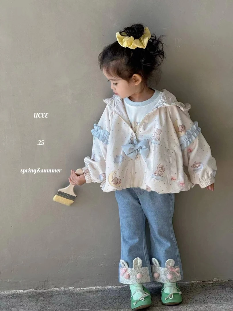 女童米色卡通波点外套（YX-K2822-春秋）