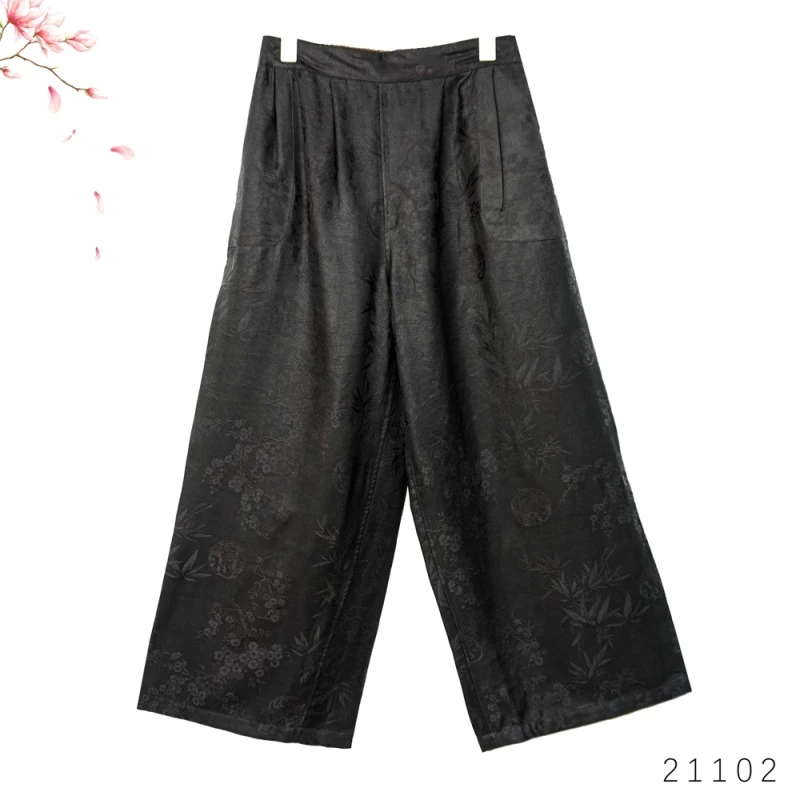 新款双面穿梅兰竹菊时尚修身休闲裤 21102-6