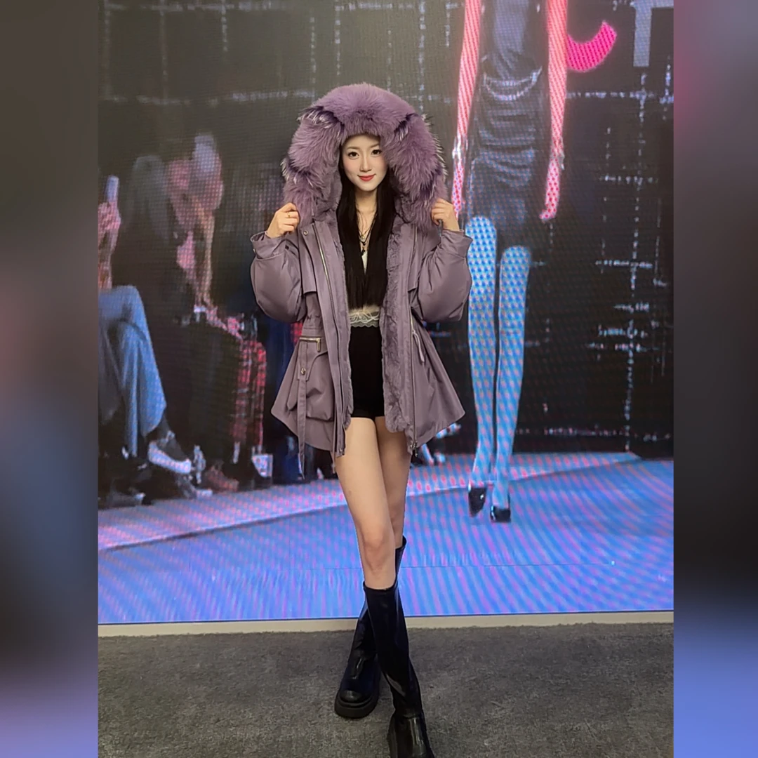 【小狐仙】高端獭兔毛+毛袖内胆一衣三穿收腰显瘦冬季女士派克服