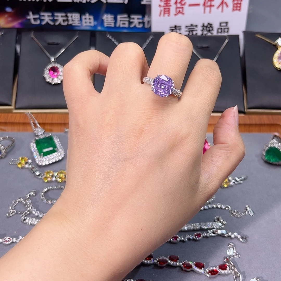 蓝宝石戒指银S925镶嵌1005