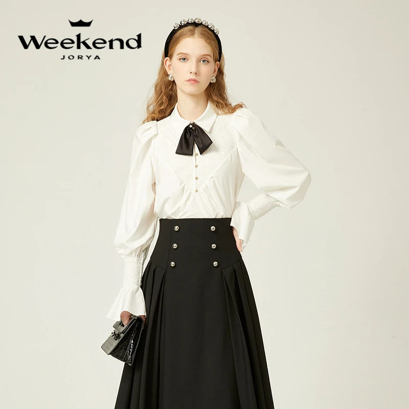 卓雅周末冬蝴蝶结泡泡气质女装高级感衬衫EJWDDQ99