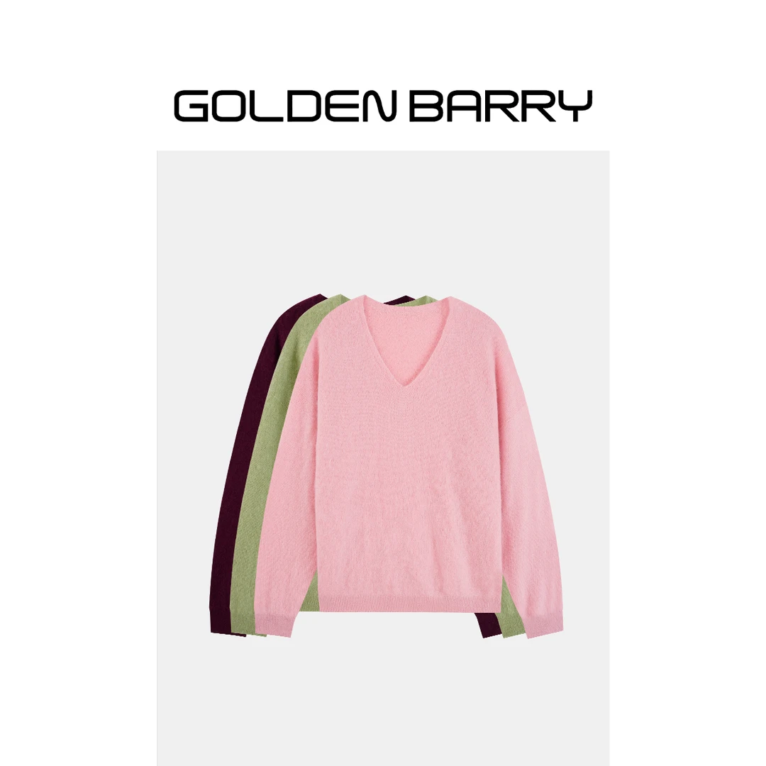 GOLDENBARRY【福 利】|241212软糯舒适V领拉毛毛衣/微瑕