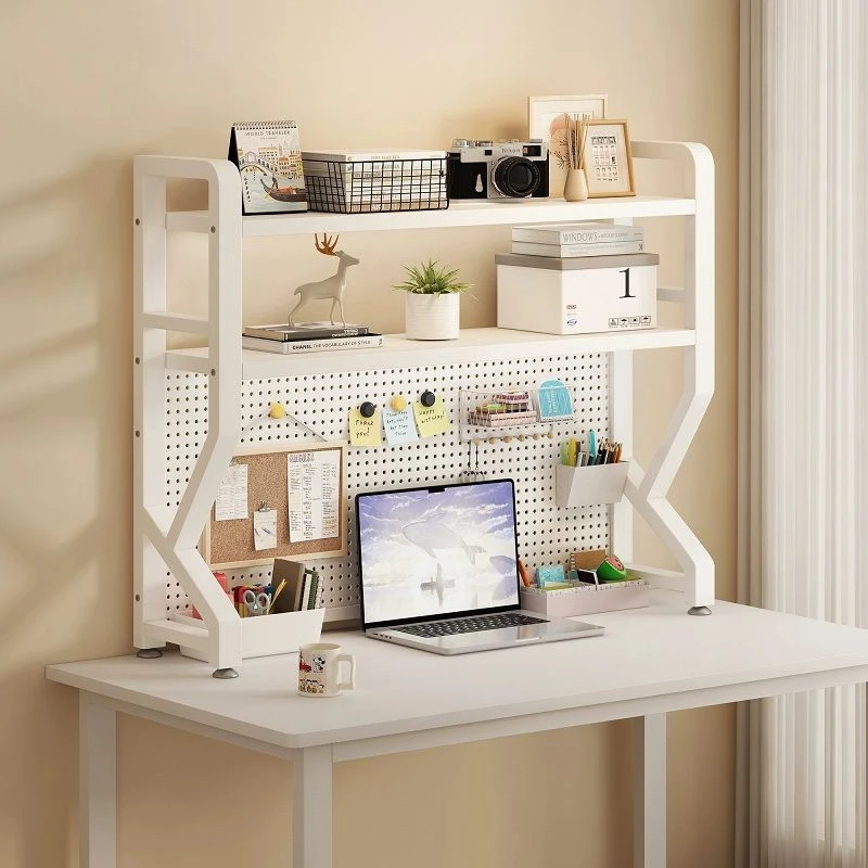 桌上洞洞板可收纳置物架办公桌学生书桌电脑可放桌面多层铁艺书架