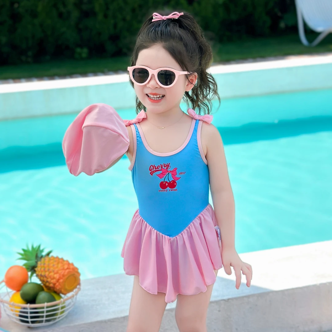 女童泳衣夏季2025新款宝宝连体泳装薄款儿童可爱吊带裙海边游泳衣