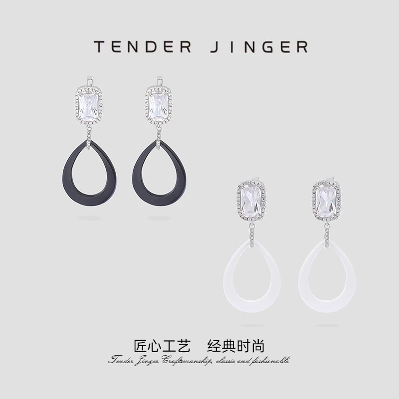 Tender Jinger 925银耳饰 意大利方糖几何陶瓷银耳饰【新年礼物】