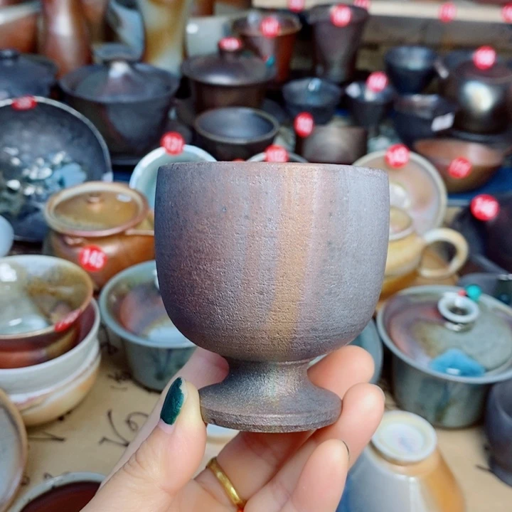 杯子纯柴烧裸烧手工茶器火痕杯
