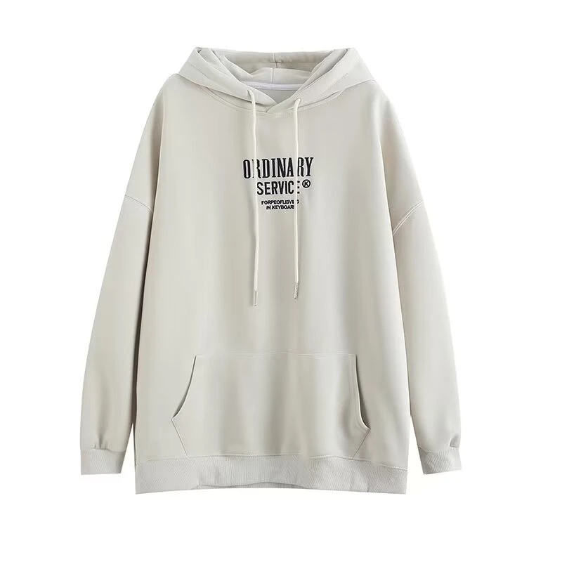 连帽三排字母刺绣卫衣