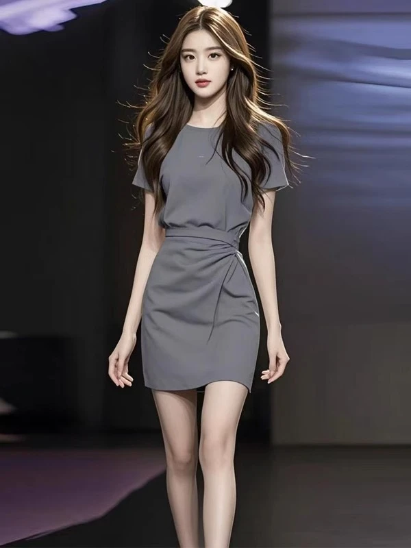 时尚连衣裙女2025夏季新款洋气时髦小个子收腰气质减龄法式短裙子