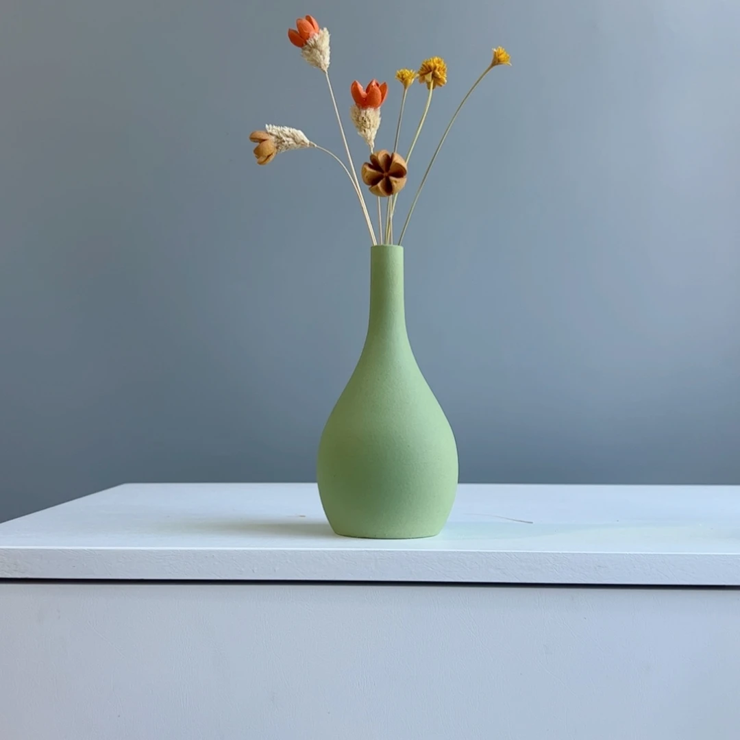 摆件陶瓷小花瓶摆件含花总高约20-30cm