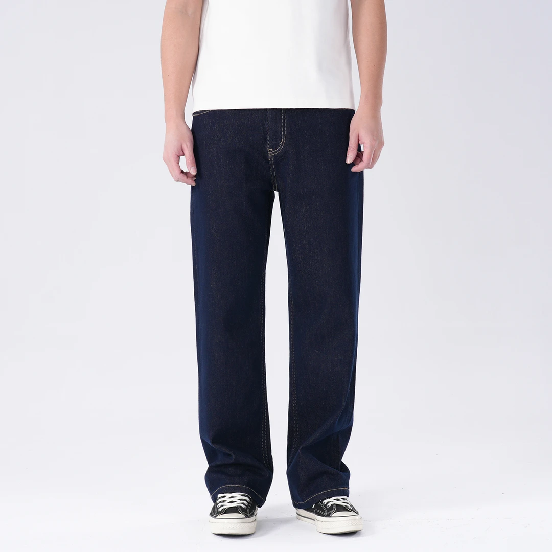 DIPAI/底牌【微弹直筒】春夏原牛水洗百搭美式蓝色牛仔裤男士时尚