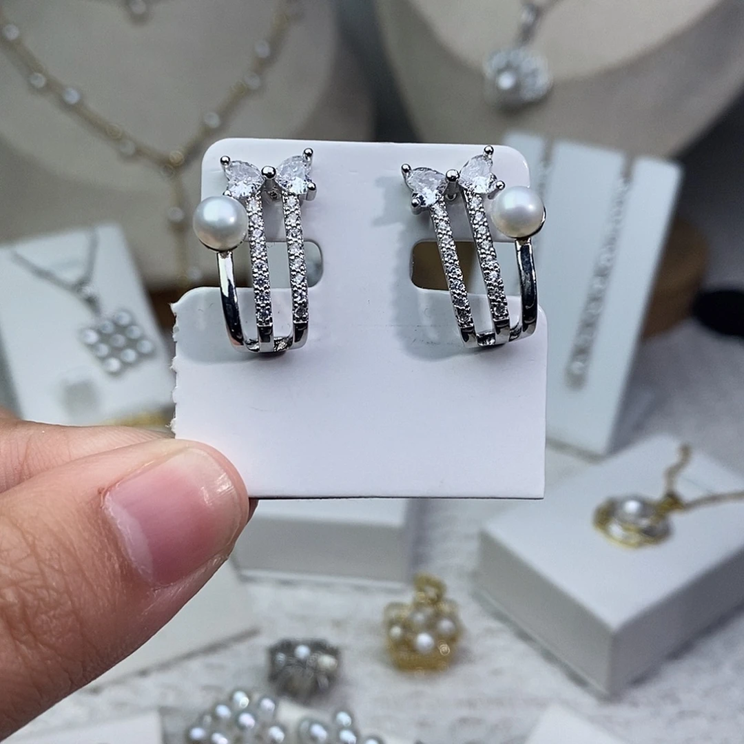 耳饰淡水珍珠银S925镶嵌