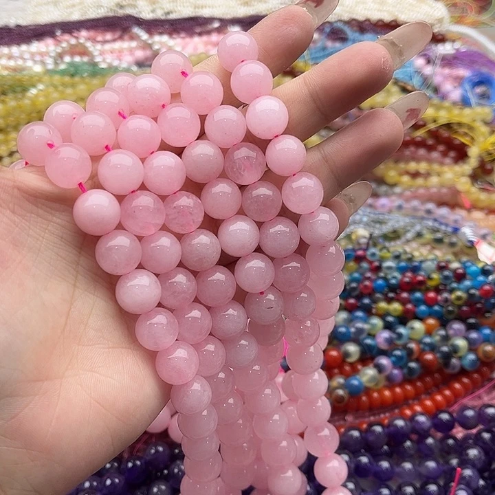 玛瑙/玉髓珠宝半成品未镶嵌一条12mm左右粉晶
