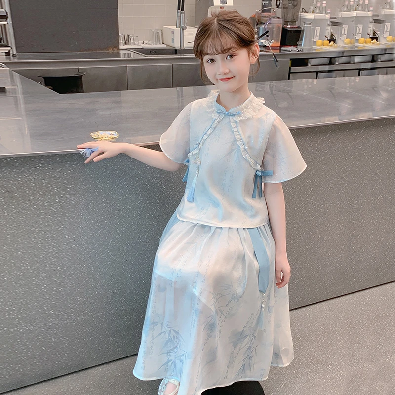 汉服女童2025新款夏装儿童洋气时髦新中式国风马面裙夏季女孩套装