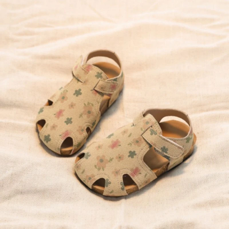 女童凉鞋夏季新款博肯鞋男童百搭碎花透气小凉鞋轻便镂空儿童凉鞋