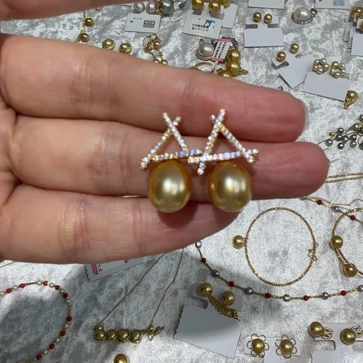 海水珍珠耳饰银S925镶嵌