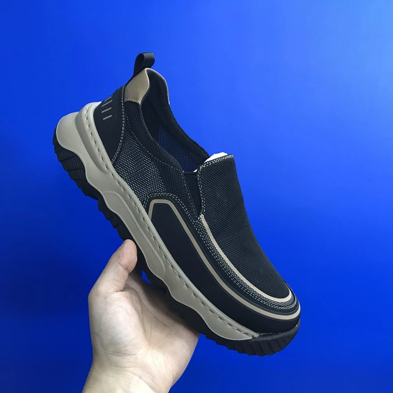 2025夏季男士超轻冰丝网透气防滑休闲圆头拼色百搭轻便鞋时尚