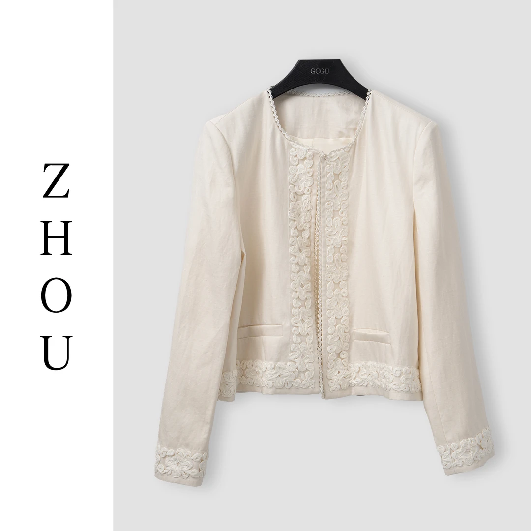 米色设计感中国风外套-21741