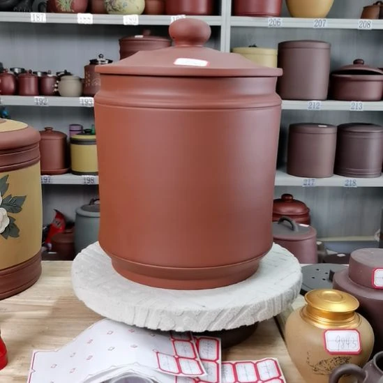 海***豹紫砂茶叶罐正品九饼素面清水红泥8130
