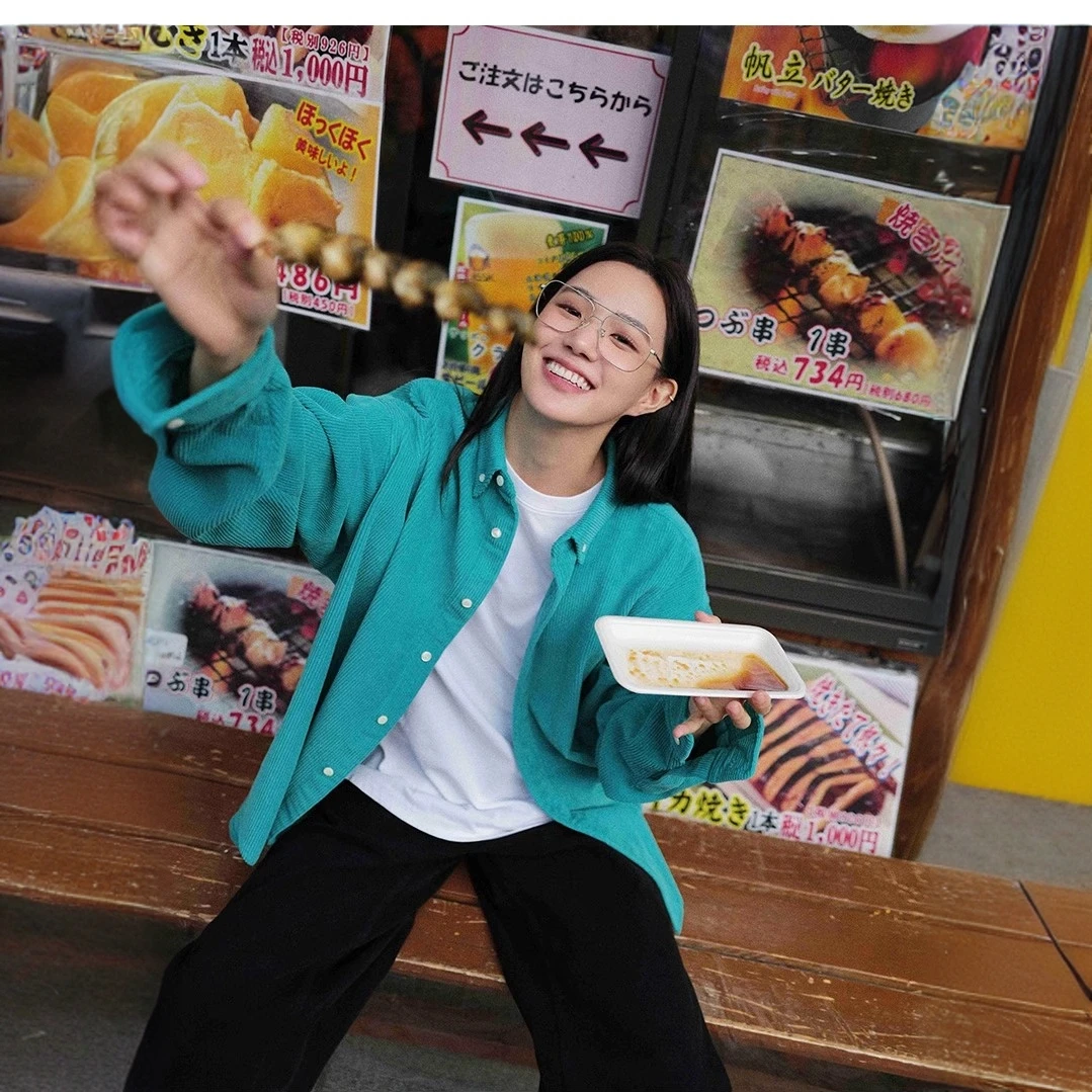 M20  SPELL2024冬季新品灯芯绒宽松衬衫减龄休闲简约韩版上衣女