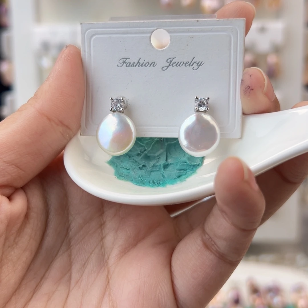 淡水珍珠耳饰银S925镶嵌