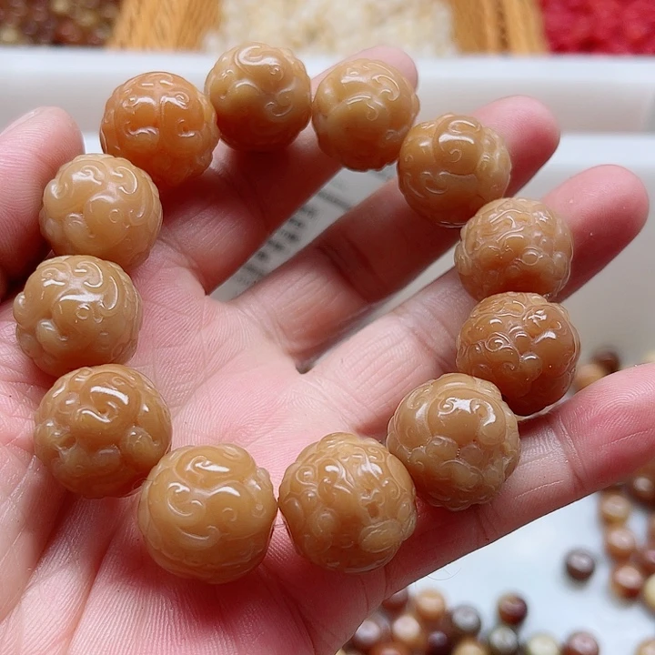 白玉菩提吊坠19风化貔貅手串