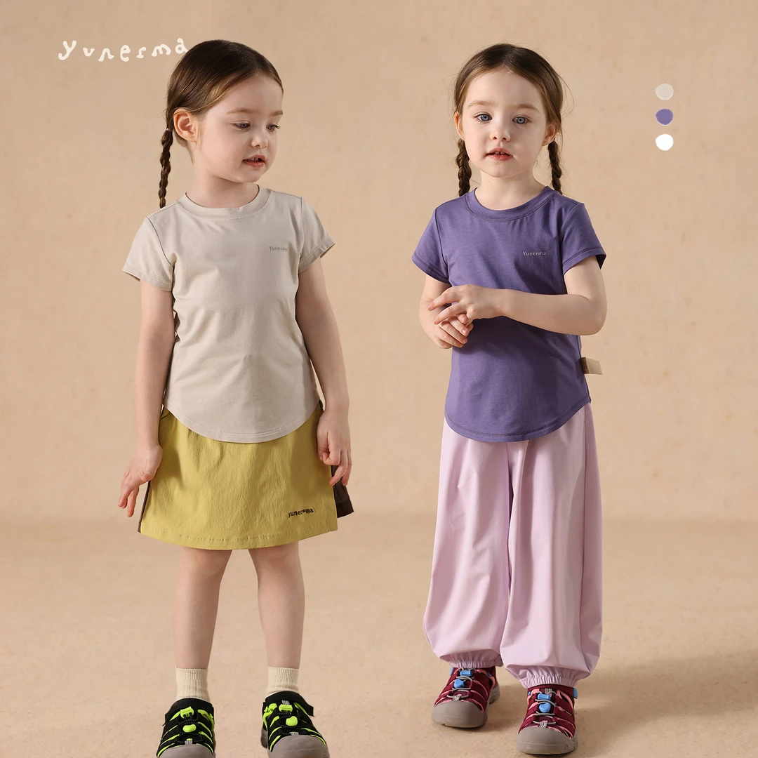 宝宝夏季百搭户外运动短袖 允儿妈女童2025新款T恤儿童速干上衣潮