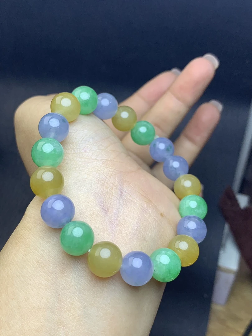 【春日珠宝】天然缅甸A货翡翠多宝糯冰糖果手串卡10翡翠男女通用