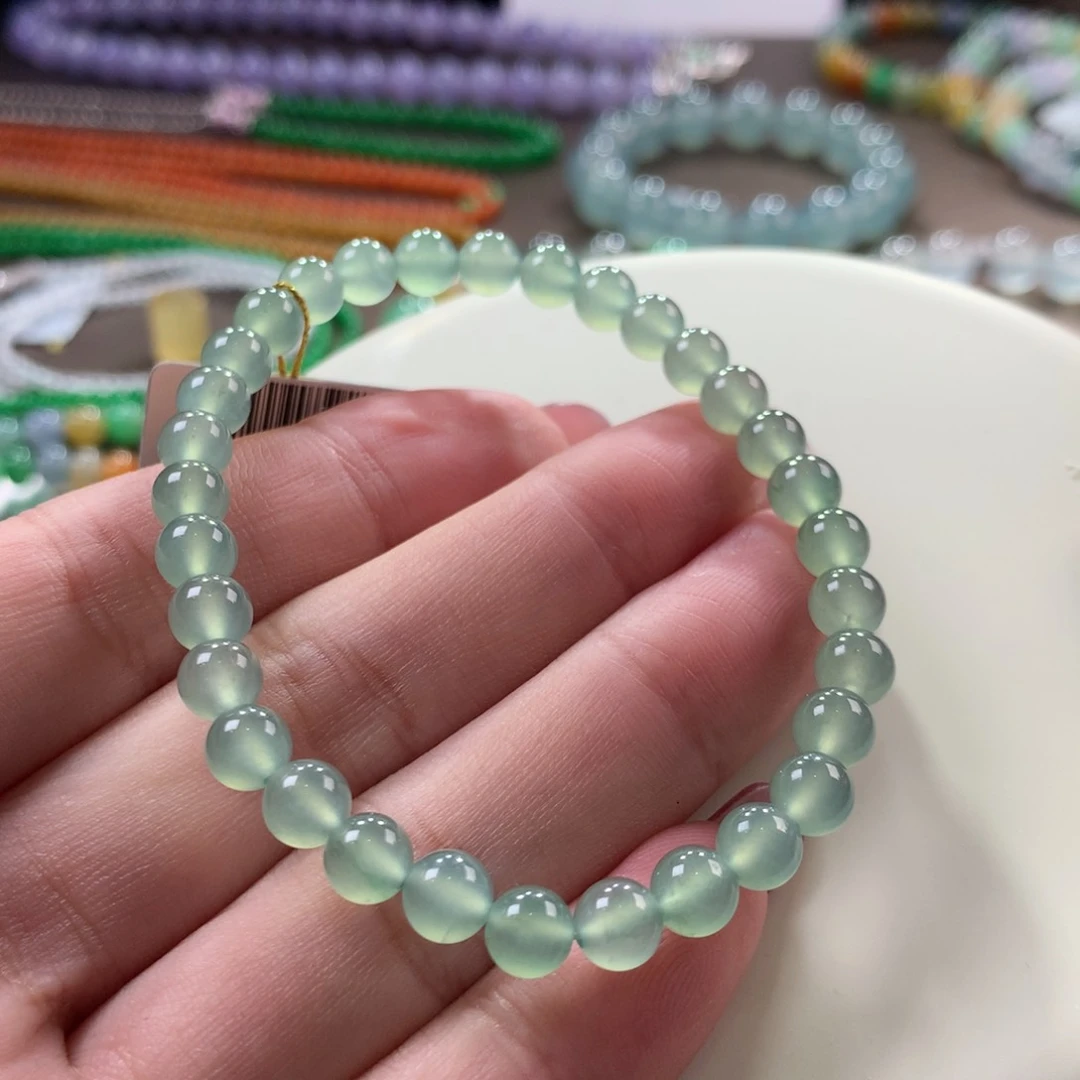 翡翠手链未镶嵌翡翠冰甜绿卡5.8+