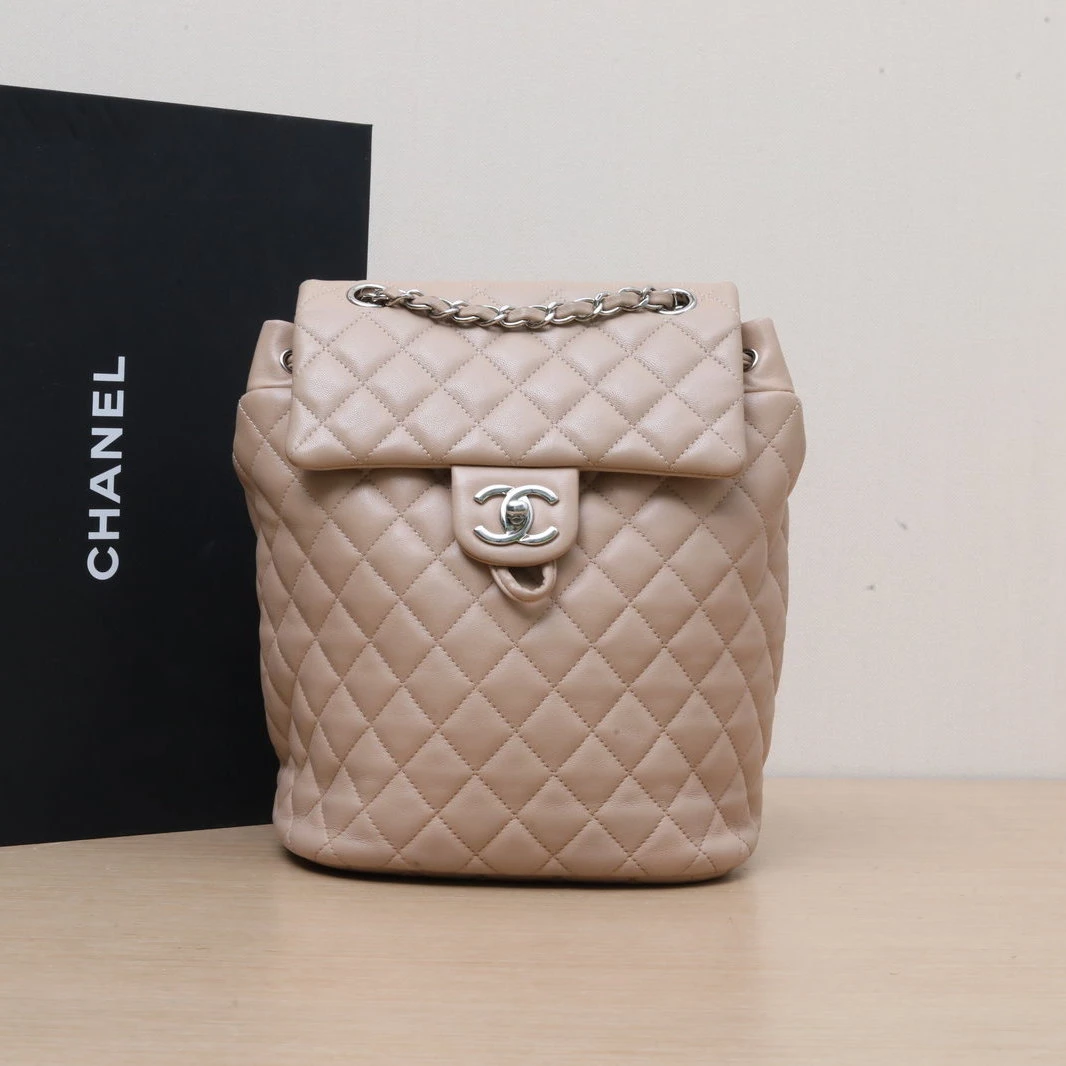 95新 Chanel/香奈儿 【活动黑黑】萨尔茨堡双肩包 奶茶色 22开