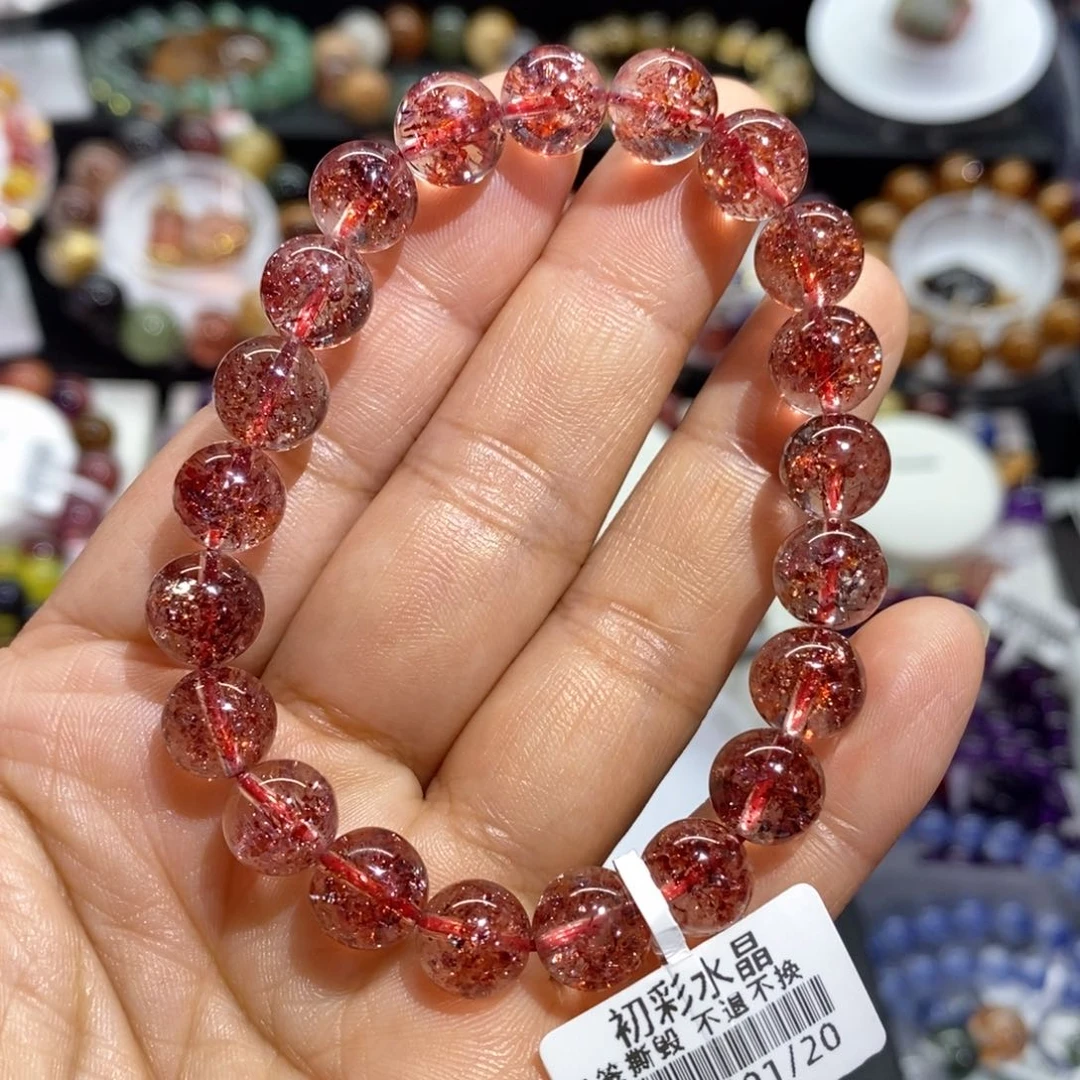 水晶手串未镶嵌老矿金草莓