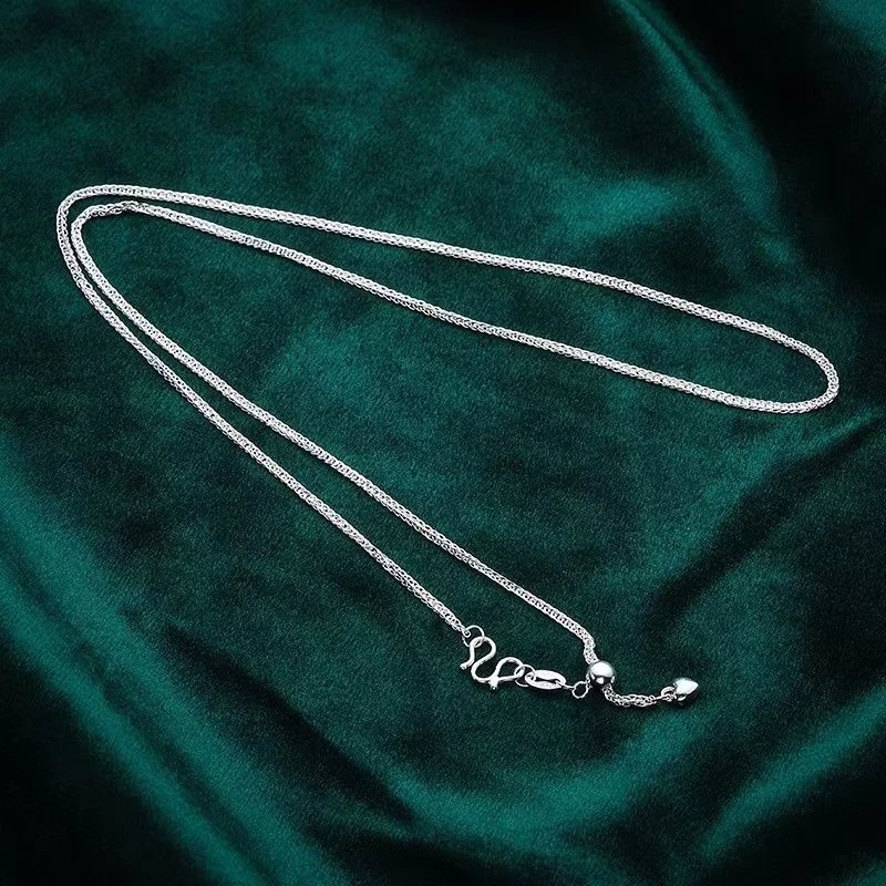 链子足银 爱心肖邦足银项链999纯银45cm可调节百搭长款女生中国风