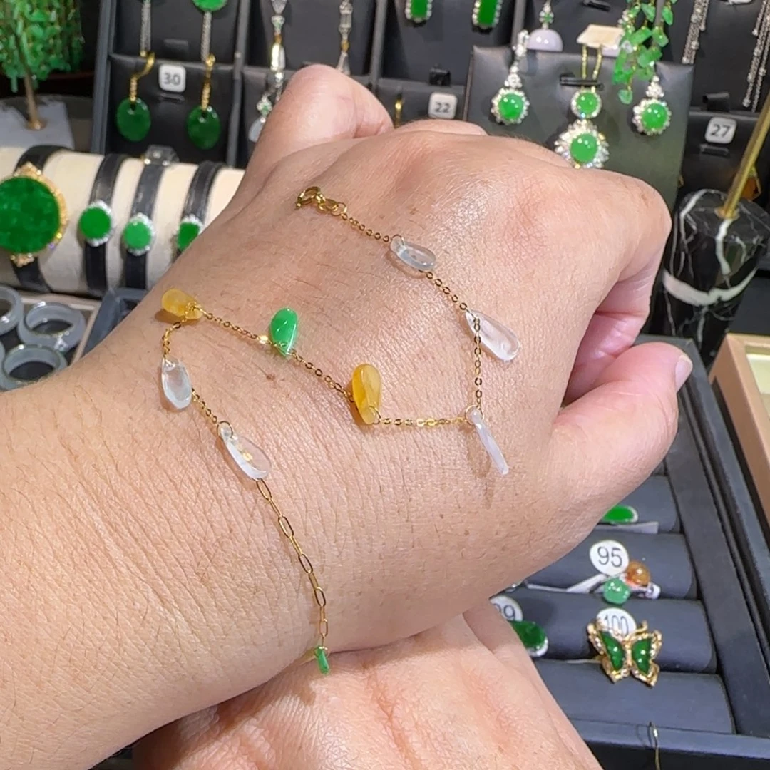 翡翠18K金镶嵌颈饰手链