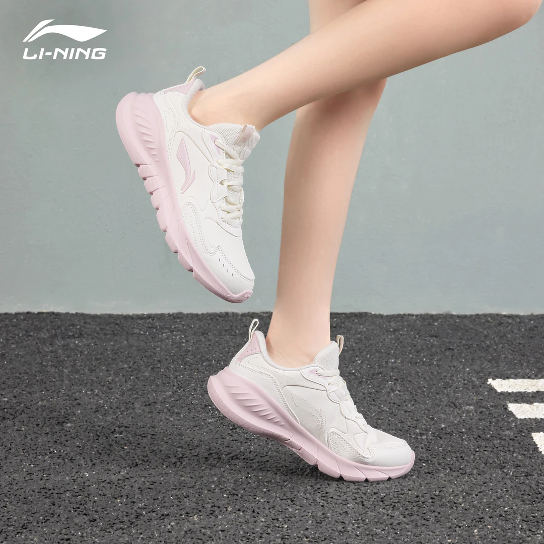 李宁轻岚跑步鞋女鞋粉色小白鞋网面透气休闲百搭防滑耐磨运动鞋女