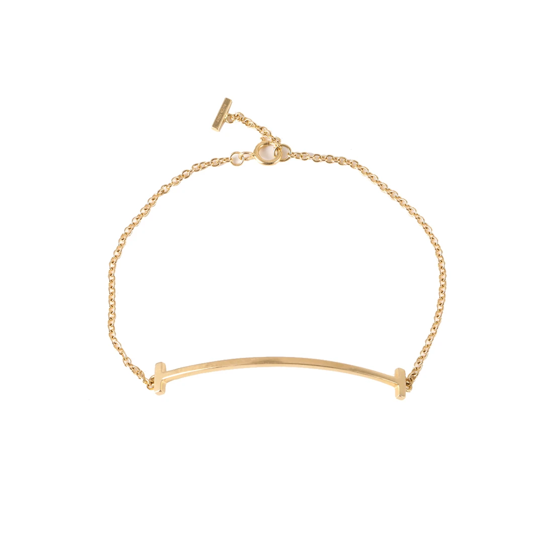 99新 Tiffany & Co./蒂芙尼 【66活动】 T 微笑手链 黄金 S-M码