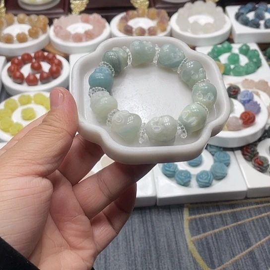 石英质玉（非洲翠）合金手串