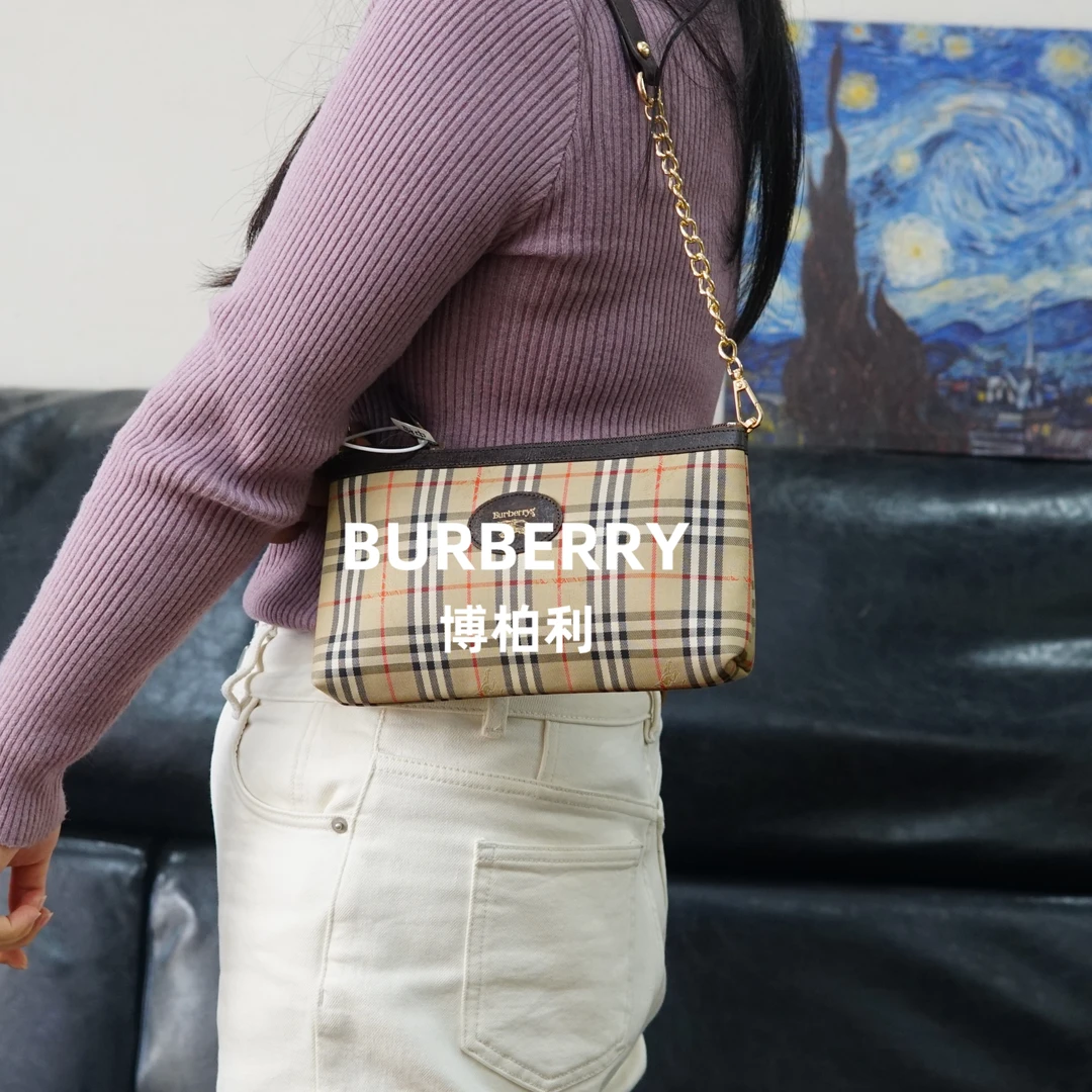 95新 BURBERRY/博柏利 格纹单肩包/FYJJ01507217/7217