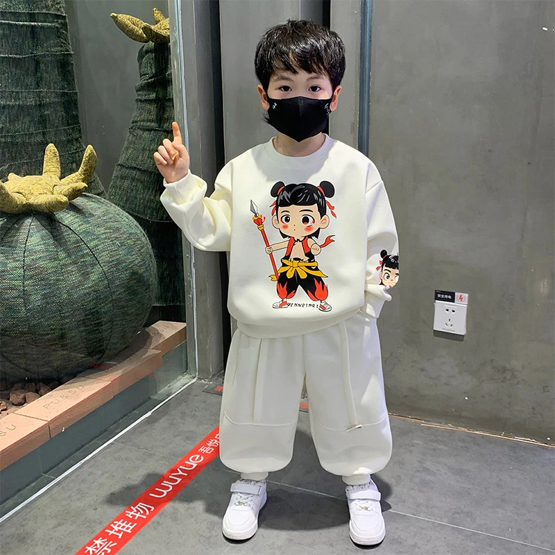 男童哪吒卫衣套装春秋款2025新款宝宝洋气春装男孩运动衣服两件套