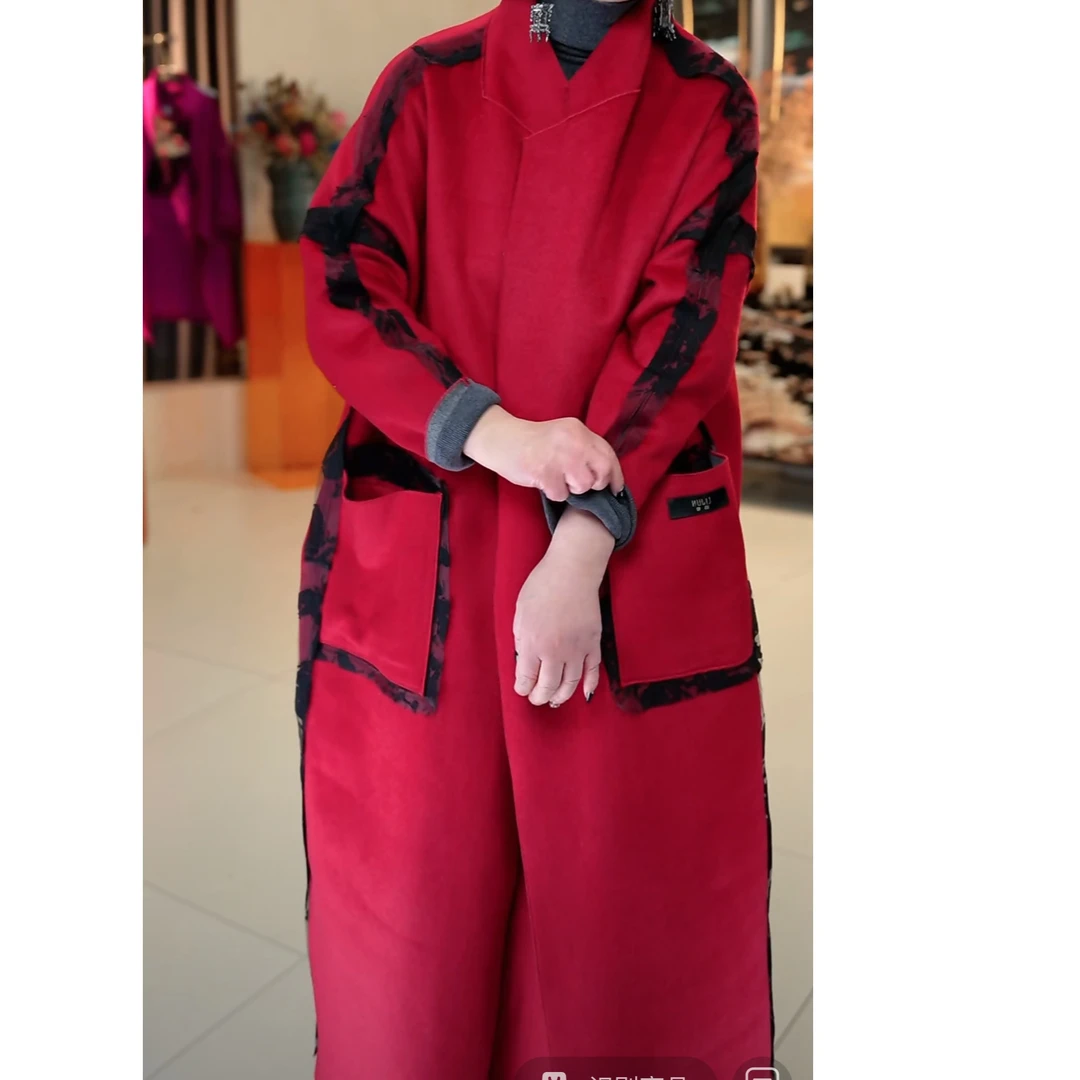 1754篱君2025秋冬时尚设计师款绵羊毛休闲中式复古外套