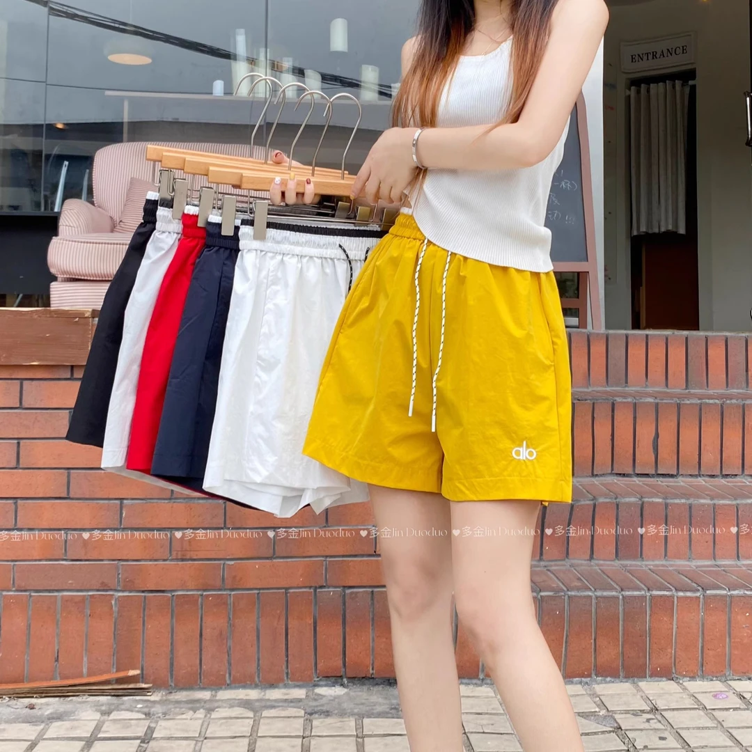 印像家抽绳刺绣字母短裤女夏季薄款宽松休闲运动时尚百搭速干裤女