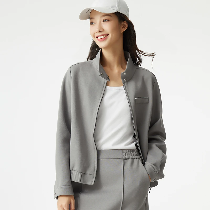 布景女2025年春季新品短外套立领拉链上衣外套BW41DY0101