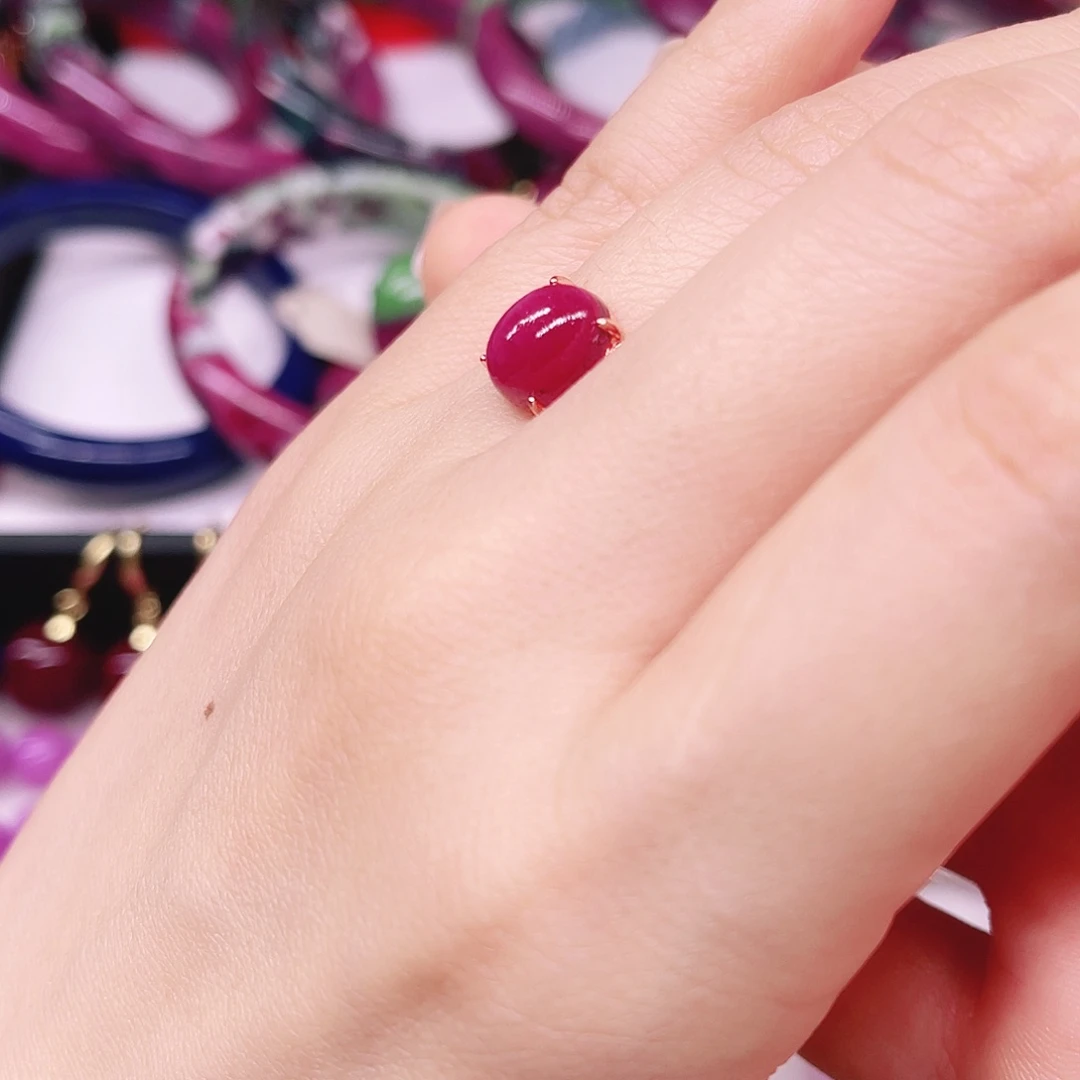 戒指红宝石银S925镶嵌