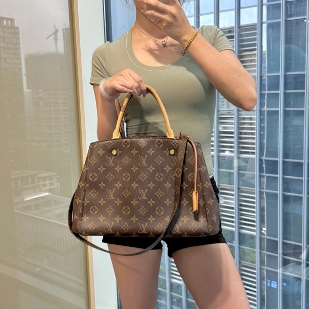 95新 LouisVuitton/路易威登 老花蒙田手提斜挎包/8542