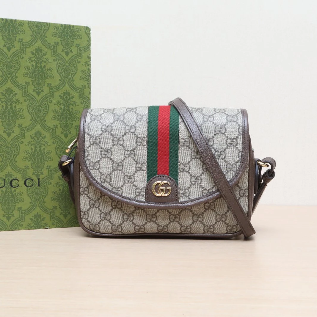 99新 GUCCI/古驰 【娇活动】乌木色 Ophidia 双G包 老花767174