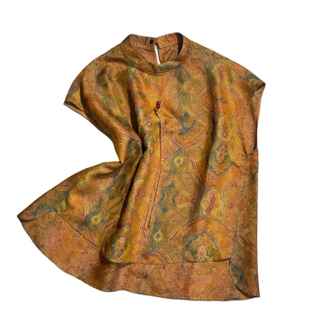 【敦煌莫高窟】38姆米红云纱双面双穿夏季新中式香云纱上衣