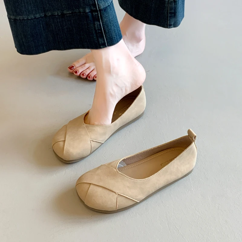 女士一脚蹬软底单鞋女平底2025春新款浅口豆豆鞋女款孕妇鞋子夏季