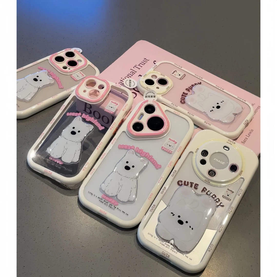 夕与空标签修勾西高地小狗贴片适用苹果16手机壳华为vivo小米oppo