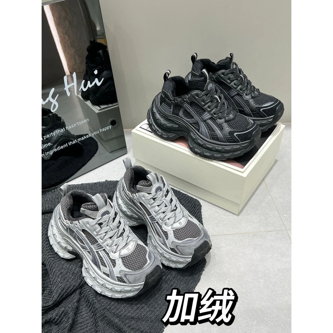 加绒运动鞋百搭休闲鞋情侣女鞋老爹鞋时尚厚底潮鞋学生潮