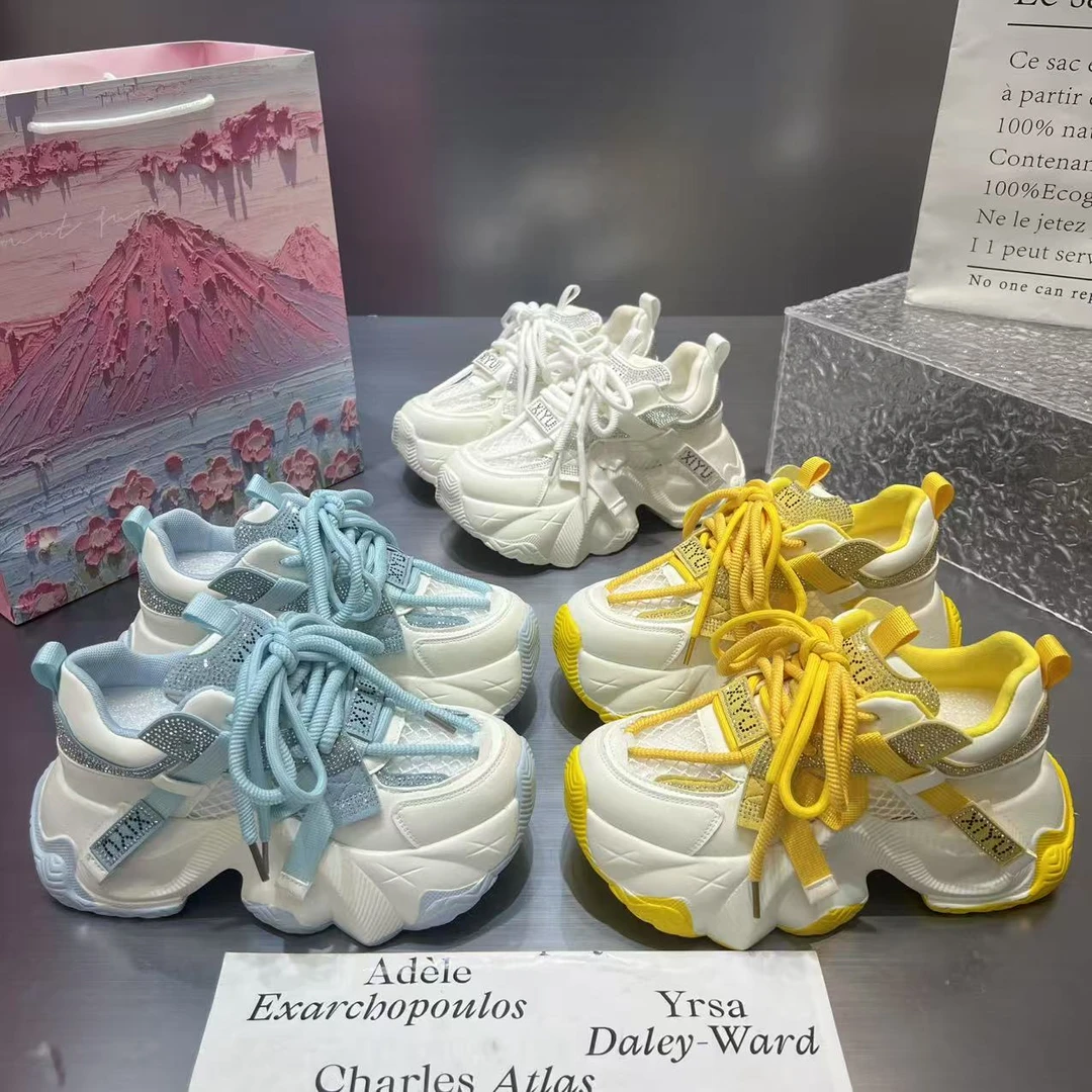 【涵】老爹鞋女设计感小众2025年夏季新款网面透气轻便运动鞋增高鞋