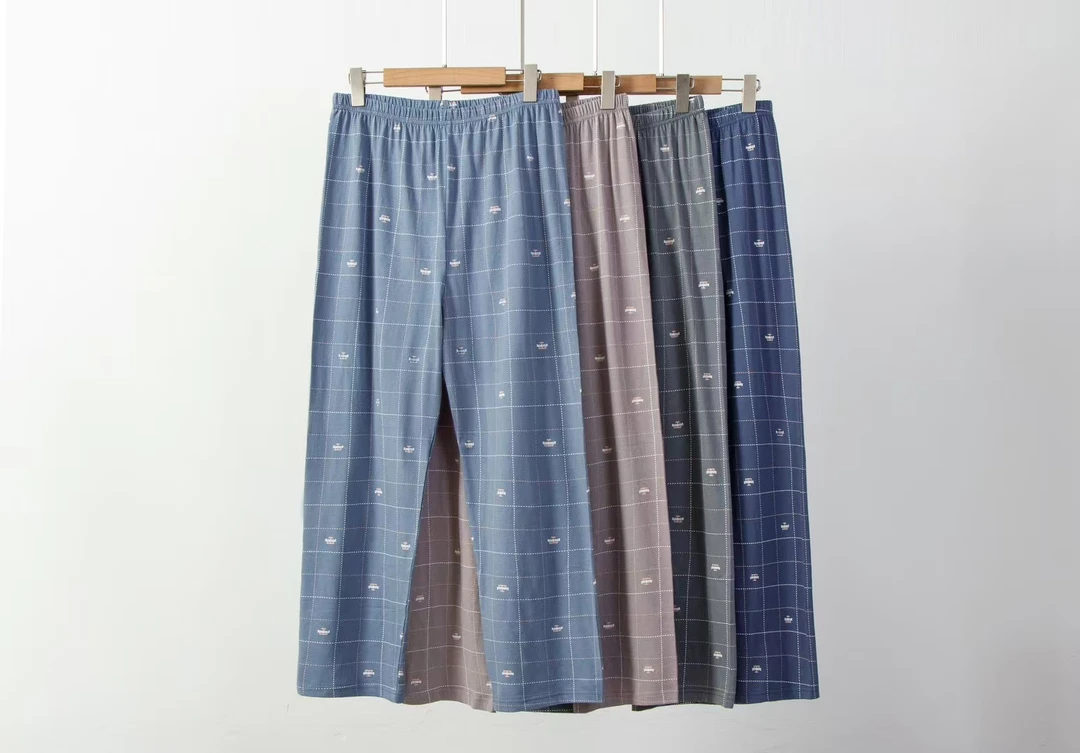 居家纯棉睡裤春秋薄款家居长裤宽松大码家居裤可外穿男夏