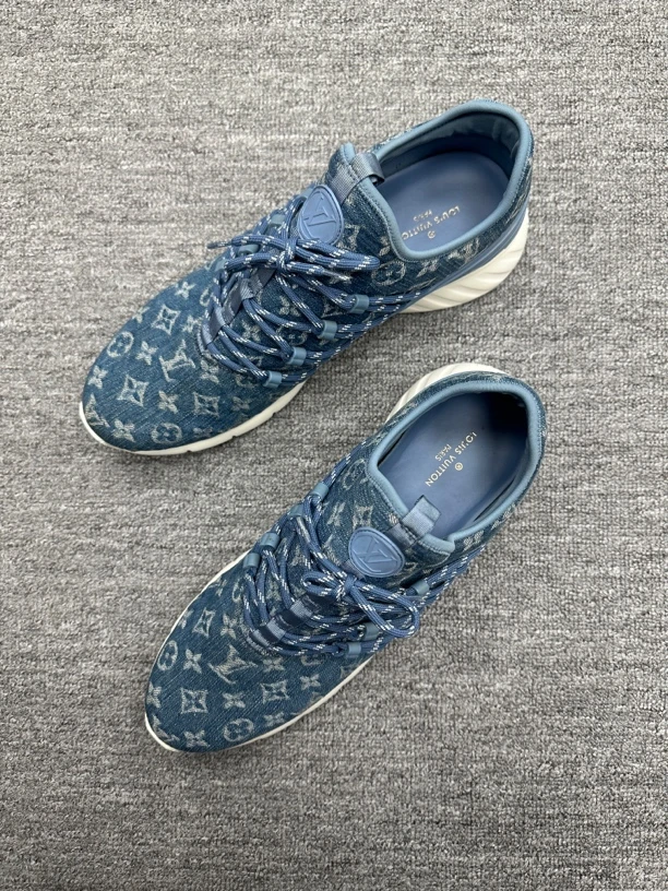 99新 LouisVuitton/路易威登 45 lv 牛仔老花跑鞋